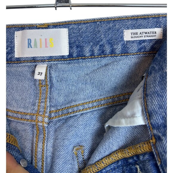 Rails The Atwater Slouchy Women's 27 Straight Jeans Dip Dye Blue/White Denim - Picture 3 of 10